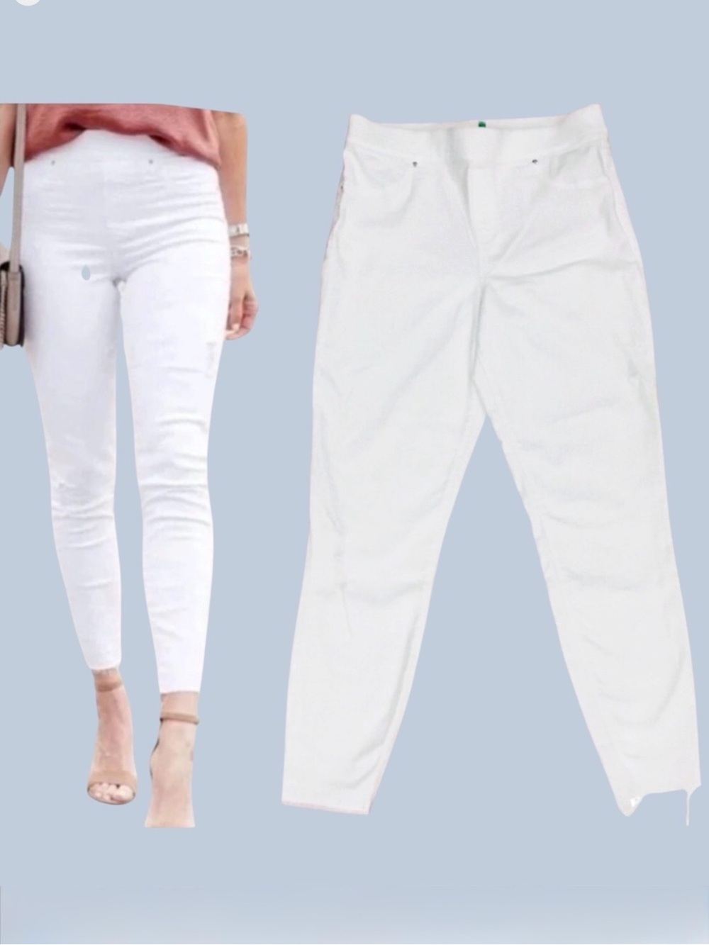 SPANX White High Rise Pull-On Skinny Legging Jeans Shape Stretch Denim Size- L